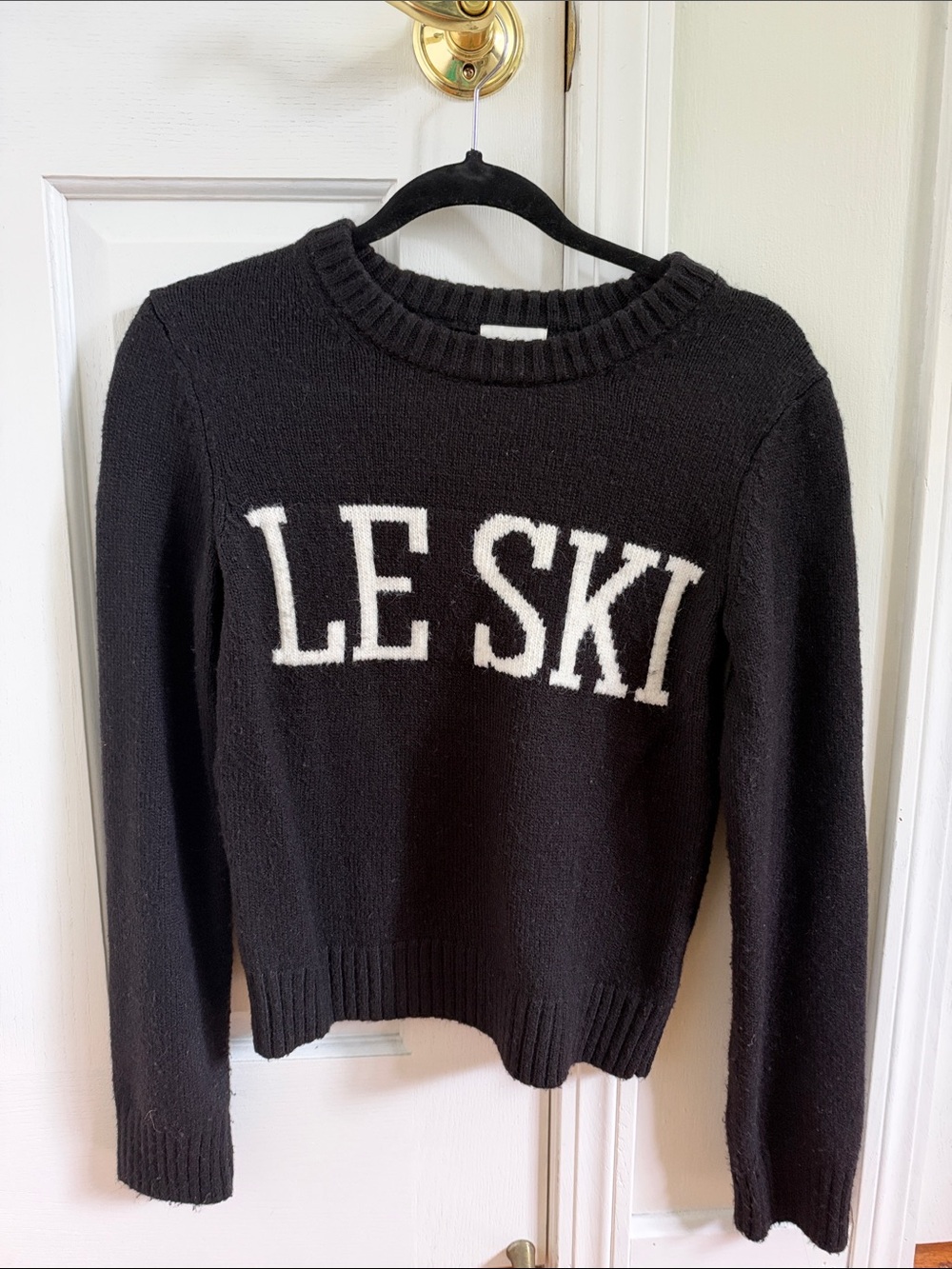 H&M Black Crewneck Sweater with White LE SKI Lettering